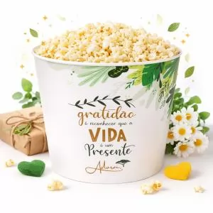 Balde de Pipoca Personalizado | Dimensões (L x A x P): 19.5 x 14.6 x 14.8 | Peso = 81 g