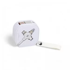 Cabo Retrátil Personalizado | Dimensões (L x A x P): 5.7 x 5.7 x 2.5 | Peso = 50 g