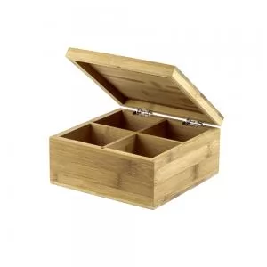 Caixa de Bambu para Sachês de Chá Personalizada | Dimensões (L x A x P): 16.0 x 16.0 x 8.0 | Peso = 500 g