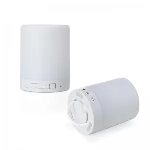 Caixa de Som com Luminária Personalizada | Dimensões (L x A x P): 9.4 x 12.1 x 9.4 | Peso = 233 g