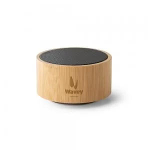Caixa de Som em Bambu Personalizada | Dimensões (L x A x P): 4.2 x 7.4 x 4.2 | Peso = 144 g