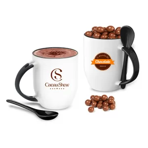 Caneca de Porcelana com Colher Personalizada | Dimensões (L x A x P): 8.4 x 10.1 x 12.0 | Peso = 294 g