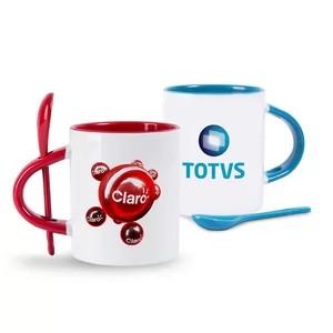 Caneca de Porcelana com Colher Personalizada