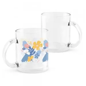 Caneca de Vidro Personalizada | Dimensões (L x A x P): 11.4 x 9.6 x 8.0 | Peso = 330 g