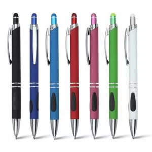 Caneta de Metal com Ponteira Touch Personalizada | Dimensões (L x A x P): 1.5 x 14.8 x 1.0 | Peso = 20 g
