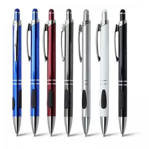 Caneta de Metal com Ponteira Touch Personalizada | Dimensões (L x A x P): 1.5 x 14.8 x 1.0 | Peso = 20 g