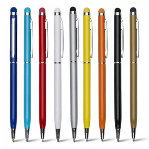 Caneta De Metal Com Ponteira Touch Personalizada | Dimensões (L x A x P): 0.7 x 13.5 x 0.9 | Peso = 9 g