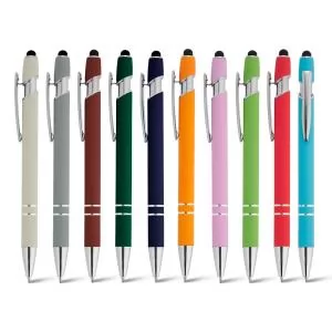 Caneta de Metal com Ponteira Touch Personalizada | Dimensões (L x A x P): 1.4 x 14.7 x 1.0 | Peso = 20 g