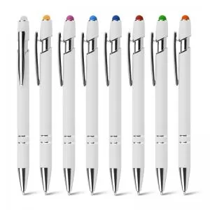 Caneta de Metal com Ponteira Touch Personalizada | Dimensões (L x A x P): 1.4 x 14.7 x 1.0 | Peso = 20 g