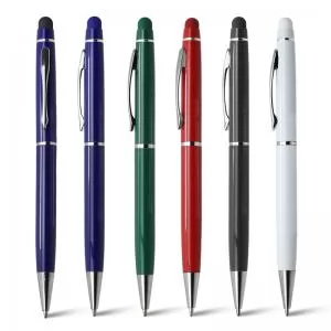 Caneta de Metal com Ponteira Touch Personalizada | Dimensões (L x A x P): 1.9 x 14.1 x 9.0 | Peso = 15 g