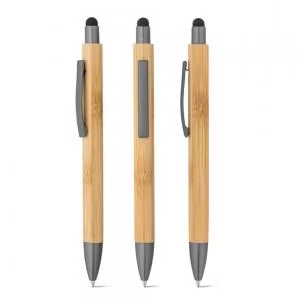 Caneta ecológica de Bambu com ponteira touch Personalizada | Dimensões (L x A x P): 1.1 x 14.1 x 1.0 | Peso = 12 g