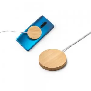 Carregador Wireless por indução em Bambu Personalizado | Dimensões (L x A x P): 0.8 x 5.9 x 5.9 | Peso = 60 g
