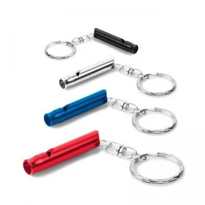 Chaveiro Apito de Metal Personalizado | Dimensões (L x A x P): 0.8 x 4.6 x 0.8 | Peso = 6 g