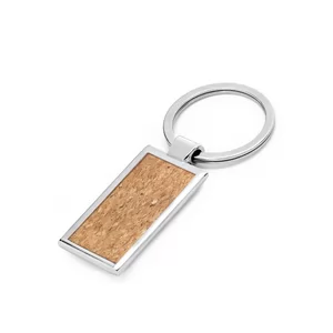 Chaveiro de Metal Detalhe Cortiça Personalizado | Dimensões (L x A x P): 2.4 x 4.7 x 0.3 | Peso = 28 g