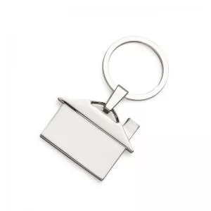 Chaveiro de Metal Formato Casa Personalizado | Dimensões (L x A x P): 0.3 x 5.0 x 4.5 | Peso = 34 g