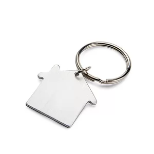 Chaveiro de Metal Formato Casa Personalizado | Dimensões (L x A x P): 3.5 x 3.8 x 0.2 | Peso = 29 g