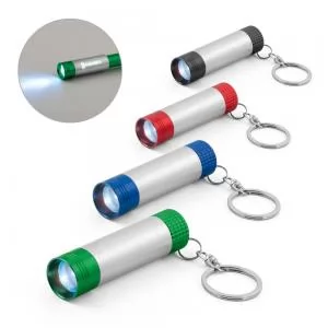 Chaveiro Lanterna de Metal Personalizado | Dimensões (L x A x P): 1.7 x 6.5 x 1.7 | Peso = 34 g