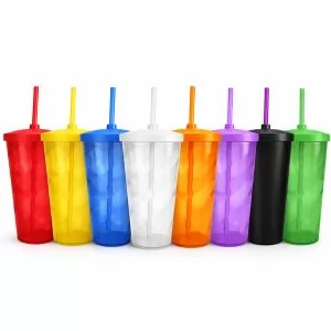 Copo com Canudo Personalizado | Dimensões (L x A x P): 8.6 x 14.6 x 6.3 | Peso = 66 g