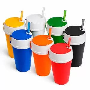 Copo com Tampa Porta Snack Personalizado | Dimensões (L x A x P): 8.5 x 12.4 x 5.8 | Peso = 53 g