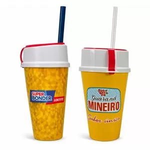 Copo com Tampa Porta Snack Personalizado | Dimensões (L x A x P): 8.5 x 12.4 x 5.8 | Peso = 53 g