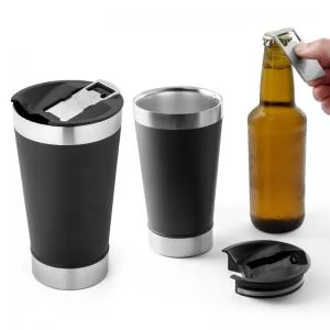 Copo Térmico com Abridor Personalizado | Dimensões (L x A x P): 9.7 x 17.1 x 9.7 | Peso = 460 g
