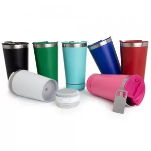 Copo Térmico com Caixa de Som Personalizado | Dimensões (L x A x P): 9.5 x 17.6 x 9.5 | Peso = 360 g