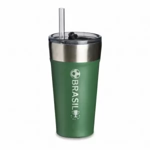 Copo Térmico com Canudo e Abridor Personalizado | Dimensões (L x A x P): 9.3 x 17.2 x 9.3 | Peso = 328 g