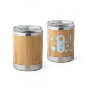 Copo Térmico Revestido de Bambu Personalizado | Dimensões (L x A x P): 8.0 x 11.3 x 8.0 | Peso = 142 g