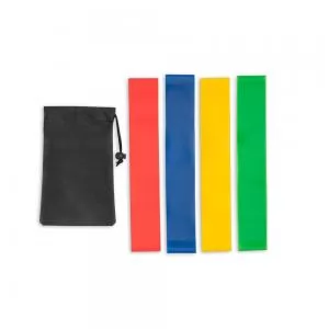 Kit 4 Faixas Elásticas com Embalagem Personalizada | Dimensões (L x A x P): 5.0 x 30.0 x 0.5 | Peso = 100 g