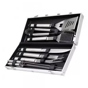 Kit Churrasco com 10 peças Personalizado | Dimensões (L x A x P): 42.5 x 7.3 x 19.7 | Peso = 1960 g
