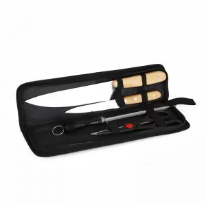 Kit Churrasco com 4 peças Personalizado | Dimensões (L x A x P): 36.0 x 3.0 x 9.5 | Peso = 435 g