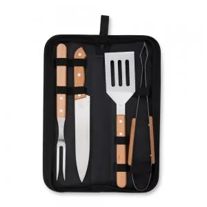 Kit Churrasco com 4 Peças Personalizado | Dimensões (L x A x P): 38.8 x 4.7 x 12.1 | Peso = 600 g