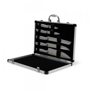 Kit Churrasco com 5 peças Personalizado | Dimensões (L x A x P): 35.9 x 3.2 x 26.2 | Peso = 1165 g