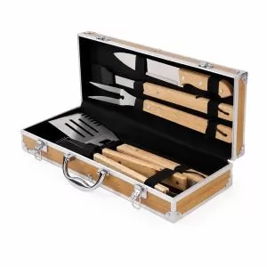 Kit Churrasco com 5 Peças Personalizado | Dimensões (L x A x P): 42.9 x 8.2 x 15.9 | Peso = 1400 g
