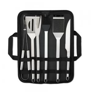 Kit Churrasco com 6 Peças Personalizado | Dimensões (L x A x P): 39.0 x 4.5 x 12.7 | Peso = 835 g