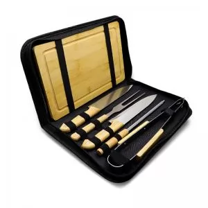 Kit Churrasco com 6 peças Personalizado | Dimensões (L x A x P): 35.0 x 23.0 x 4.0 | Peso = 750 g