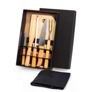 Kit Churrasco com 7 Peças Personalizado | Dimensões (L x A x P): 22.2 x 6.5 x 35.2 | Peso = 1100 g