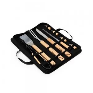 Kit Churrasco com 9 peças Personalizado | Dimensões (L x A x P): 43.0 x 15.0 x 5.0 | Peso = 875 g