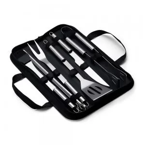 Kit Churrasco com 9 Peças Personalizado | Dimensões (L x A x P): 38.5 x 11.8 x 5.0 | Peso = 480 g