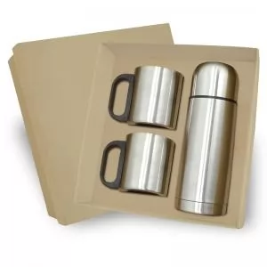 Kit Conjunto com Garrafa Térmica e Caneca Personalizada | Dimensões (L x A x P): 22.8 x 21.8 x 8.7 | Peso = 565 g