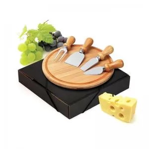 Kit Queijo 5 Peças Personalizado | Dimensões (L x A x P): 21.3 x 21.3 x 1.2 | Peso = 600 g