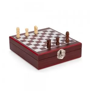 Kit Vinho 4 peças com Jogo de Xadrez Personalizado | Dimensões (L x A x P): 14.6 x 4.6 x 16.8 | Peso = 415 g