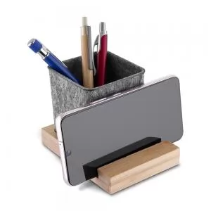 Porta Canetas com Suporte para Celular Personalizado | Dimensões (L x A x P): 8.5 x 11.7 x 8.0 | Peso = 115 g