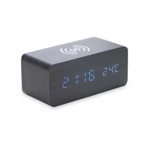 Relógio de Mesa Digital com Carregador por Indução Personalizado | Dimensões (L x A x P): 17.0 x 7.4 x 8.0 | Peso = 313 g