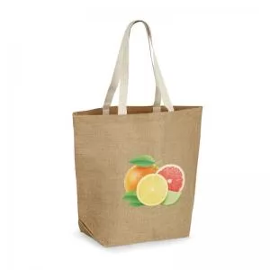Sacola de Juta Ecológica Personalizada | Dimensões (L x A x P): 38.5 x 44.5 x 16.5 | Peso = 210 g