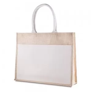 Sacola Ecológica em Algodão e Juta Personalizada | Dimensões (L x A x P): 35.5 x 45.0 x 11.0 | Peso = 230 g