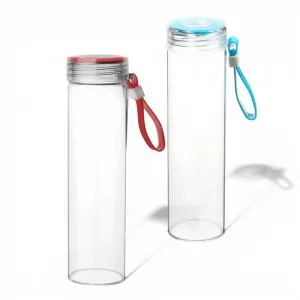 Squeeze de Vidro Personalizado | Dimensões (L x A x P): 5.8 x 21.0 x 5.8 | Peso = 260 g
