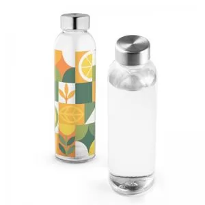 Squeeze de Vidro Personalizado | Dimensões (L x A x P): 6.5 x 22.0 x 6.5 | Peso = 220 g