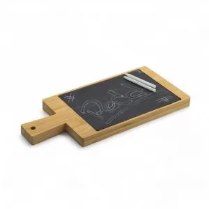 Tábua de Bambu com Ardósia Personalizada | Dimensões (L x A x P): 33.0 x 15.0 x 2.0 | Peso = 875 g