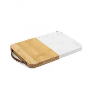Tábua de Bambu com Mármore Personalizada | Dimensões (L x A x P): 20.0 x 30.0 x 2.0 | Peso = 1900 g
